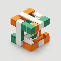 Naklejka premium Isometric illustration of colorful interconnected modular furniture arrangement isolated on white background