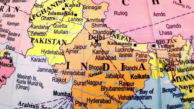 Map of India, Pakistan and China