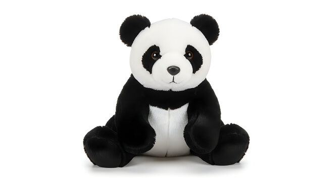 Adorable black and white panda stuffed animal sitting upright