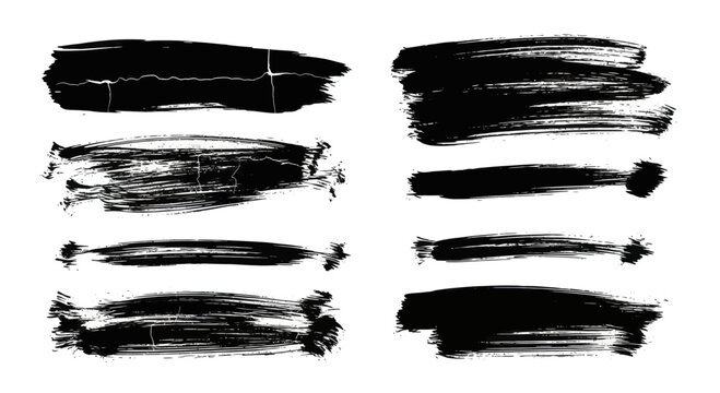 Abstract Black Paint Brush Strokes and Grunge Texture Elements.