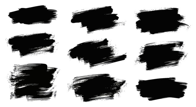 Collection of Black Brush Stroke Textures for Design Projects.