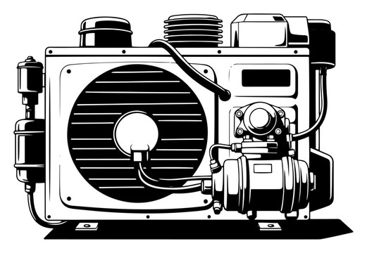 Air conditioning outdoor condenser unit technical icon in minimalist style