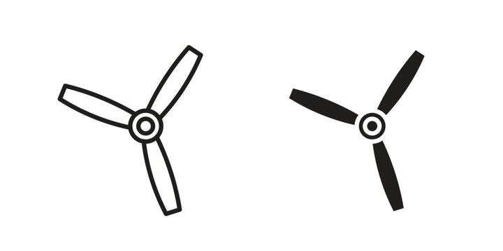 Airscrew icon design. Editable outlined stroke and solid symbols