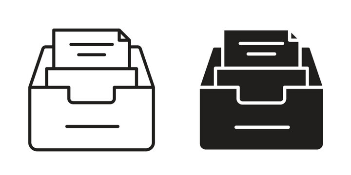Archive folders icon design. Editable outlined stroke and solid symbols