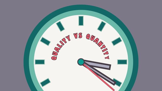 An animated clock visualizes the ongoing discussion of quality versus quantity