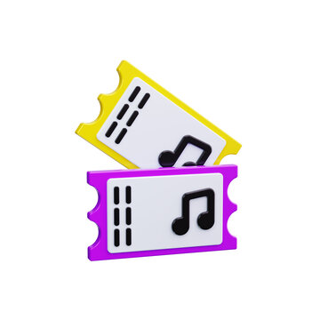 concert ticket 3d render icons