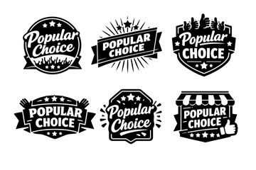 Fototapeta premium Popular choice emblems set showing customer approval, best seller badges, and recommendation stickers collection