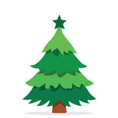 Obraz premium Christmas Tree with Star Flat Design Illustration