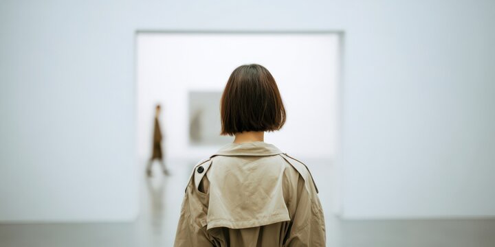 美術館で絵画を鑑賞する女性