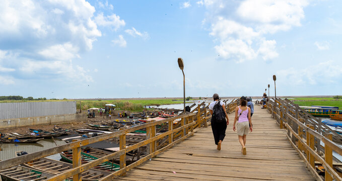 The village of Ganvie in the middle of Lake Nokou&eacute; near Cotonou in Benin, West Africa.