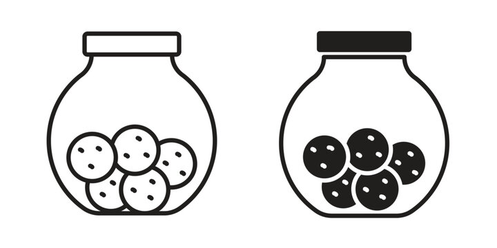 Cookies jar icon design. Editable outlined stroke and solid symbols