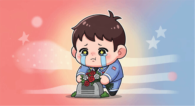 Sad little boy crying alone sorrow.