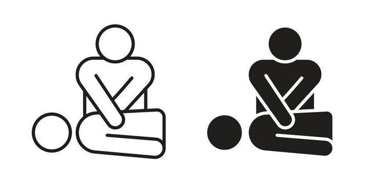 CPR icon design. Editable outlined stroke and solid symbols