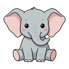 Obraz premium Cute Baby Elephant Illustration Vector, Isolated on Transparent Background for Kids and Educational Designs