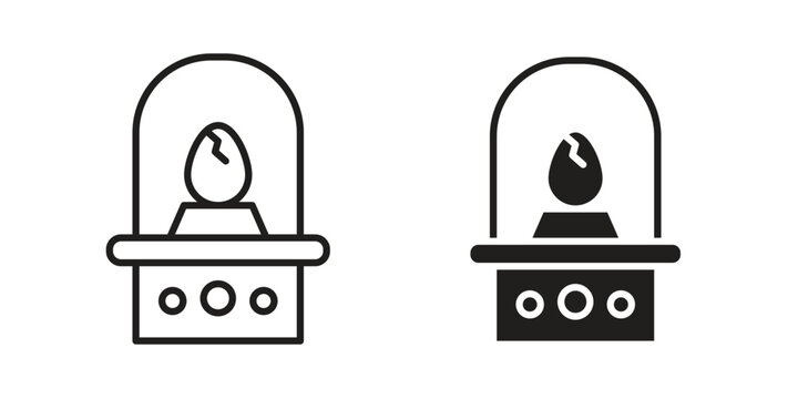Egg incubator icon design. Editable outlined stroke and solid symbols