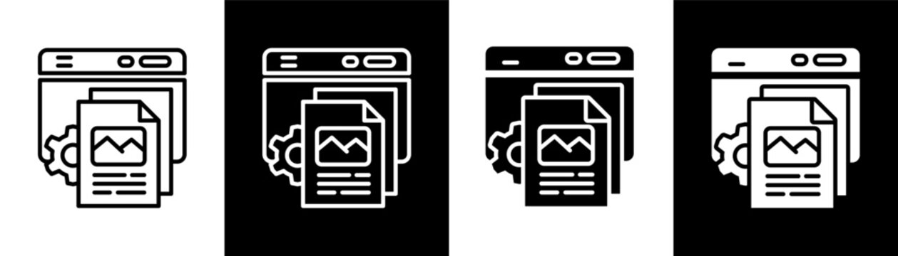 content management white icon set design