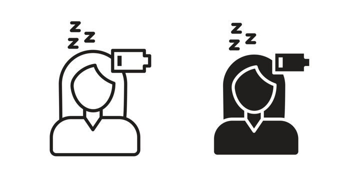 Fatigue icon design. Editable outlined stroke and solid symbols