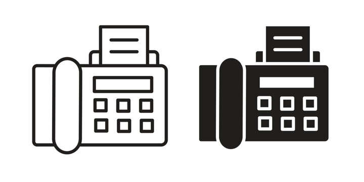 Fax machine icon design. Editable outlined stroke and solid symbols