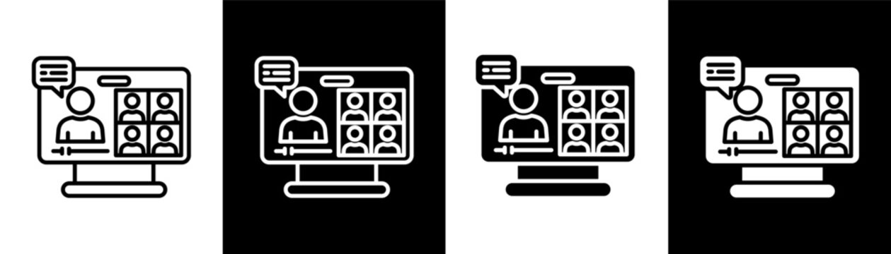 webinars white icon set design