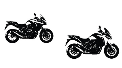 Two modern sport motorcycles presented in striking black silhouette © Hiron
