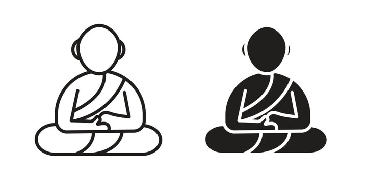 Guru icon design. Editable outlined stroke and solid symbols