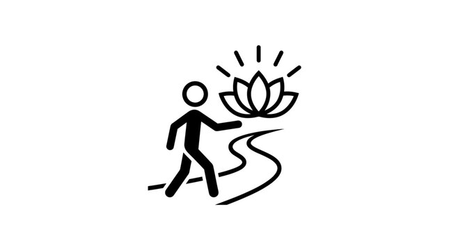 Path to Enlightenment Person Following Lotus Flower