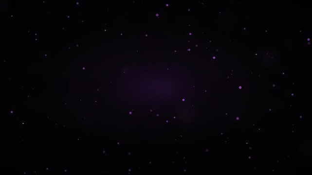 Dark abstract background with floating purple particles and subtle light effects, motion graphics footage.