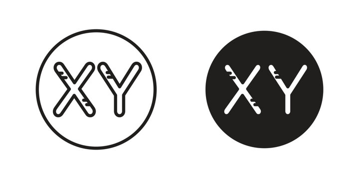 Masculine Chromosomes icon design. Editable outlined stroke and solid symbols