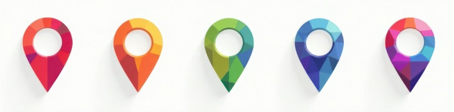 Colorful map pointer icons set Various styles & designs for navigation , longitude, marker