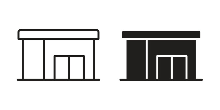 Showroom icon design. Editable outlined stroke and solid symbols