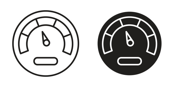 Speedometer icon design. Editable outlined stroke and solid symbols