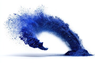 Fototapeta premium Frozen Moment of Blue Particle Burst with Crisp White Backdrop