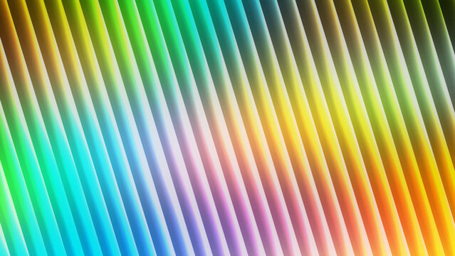 Vibrant rainbow diagonal stripes background with warm yellow and green neon glow
