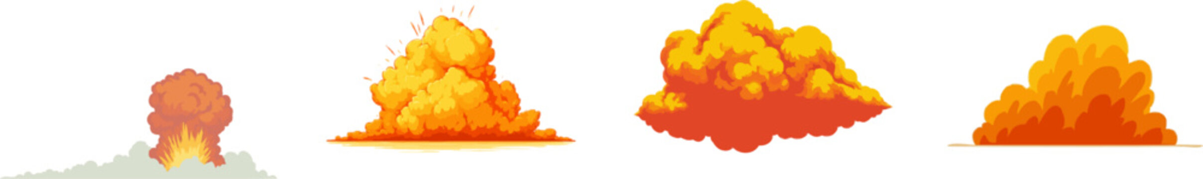 A massive, asymmetrical cloud of red and orange dust from a sandstorm, minimalist 2D design with clean outlines and solid warm colors, isolated on a white background