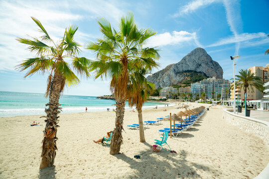 Calpe (Calp), Spain. Fossa Beach view and Ifac rock