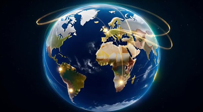 globe earth from space with illuminated continents