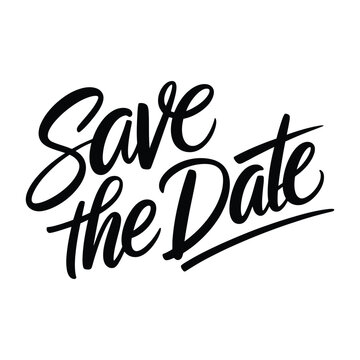 Save the date lettering in black and white for event announcement.