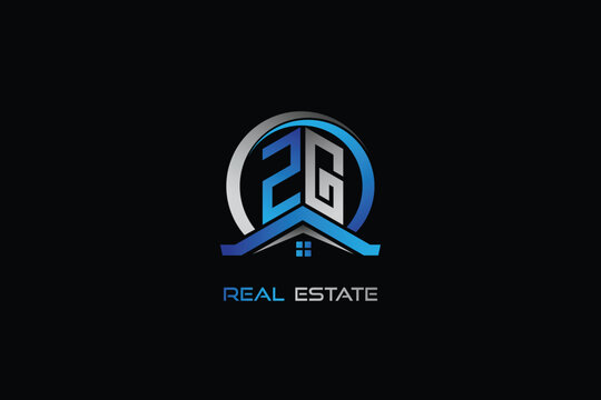 ZG real estate letters logo design for construction or house. ZG real estate letters logo Vector design
