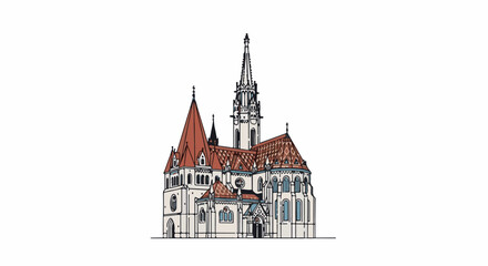 Obraz premium Intricate Gothic-style building with multiple spires and tiled roofs
