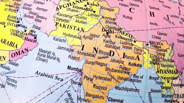 Map of India and subcontinent 