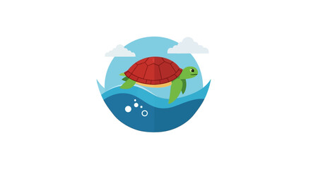 Turtle Swimming in the Ocean Water. © Ahmad