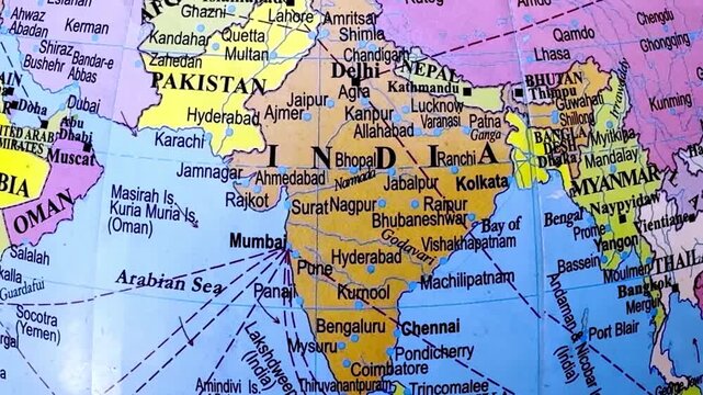 Map of India and subcontinent 