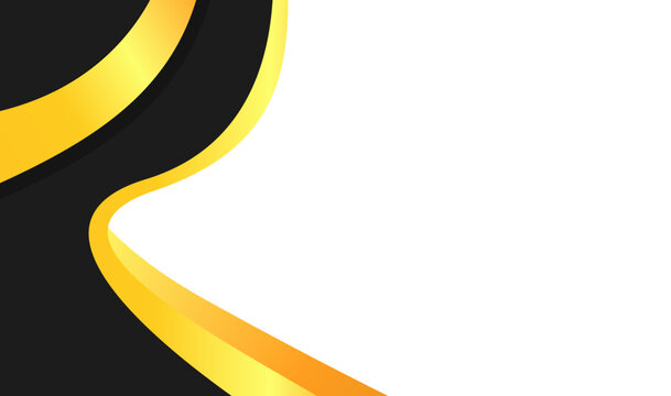 Wavy abstract design with black and gold accent on white background as copy space. Suitable for luxury branding, elegant backgrounds, and modern designs.