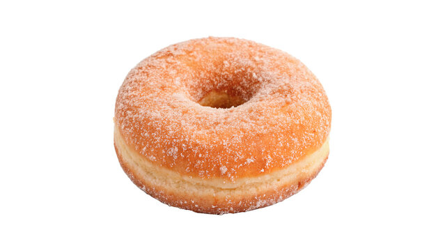 Freshly made donut with sugar coating isolated on transparent background cut out