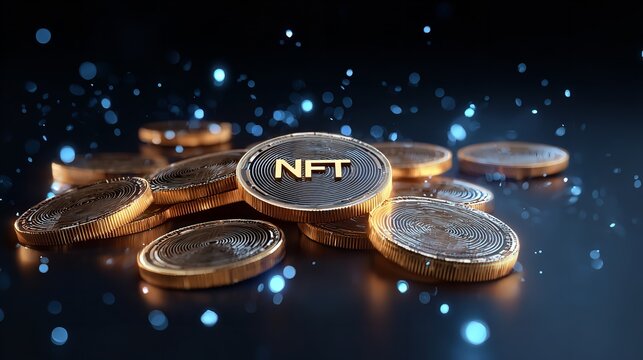 Concept of NFT non-fungible tokens digital items for blockchain ownership
