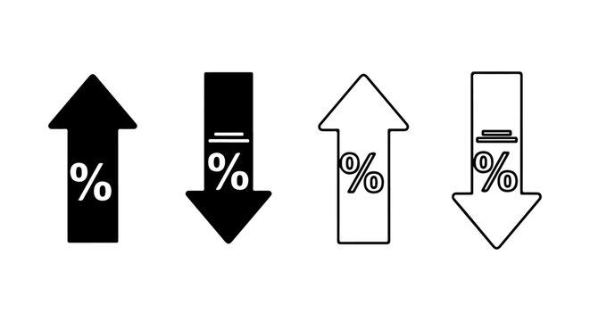 Up and Down Percentage Arrows Icons Vector Illustration