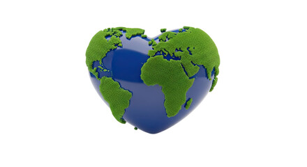 Obraz premium Heart-shaped Earth with grassy continents