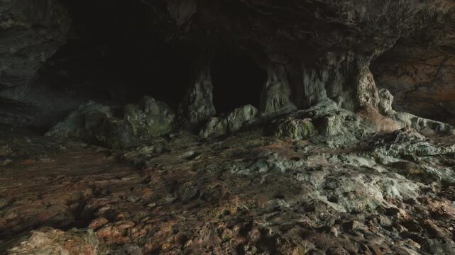 Underground geological cave formations and rocks