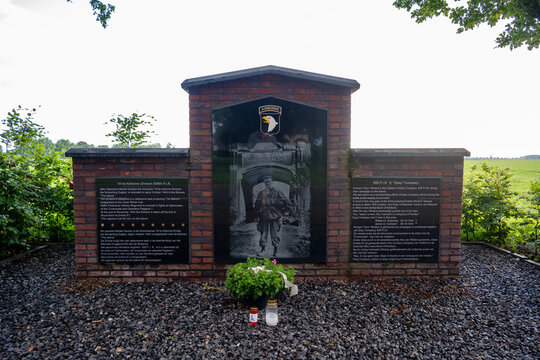 Eslt, Netherlands - 26 May 23: WWII memorial at Estate Schoonderlogt honoring 101st Airborne