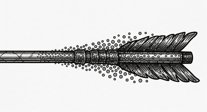 Feathered Arrow Shaft With Detailed Fletching.